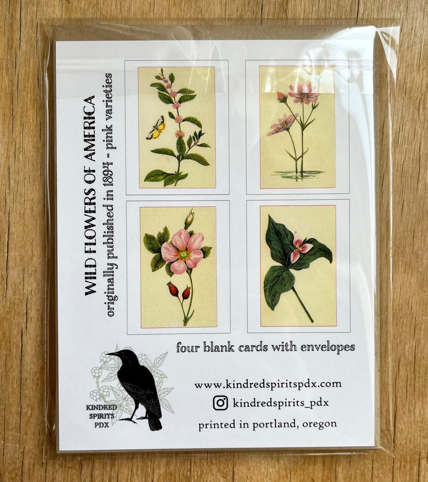 Wild flowers of America - greeting card 4 pack (pink varieties)
