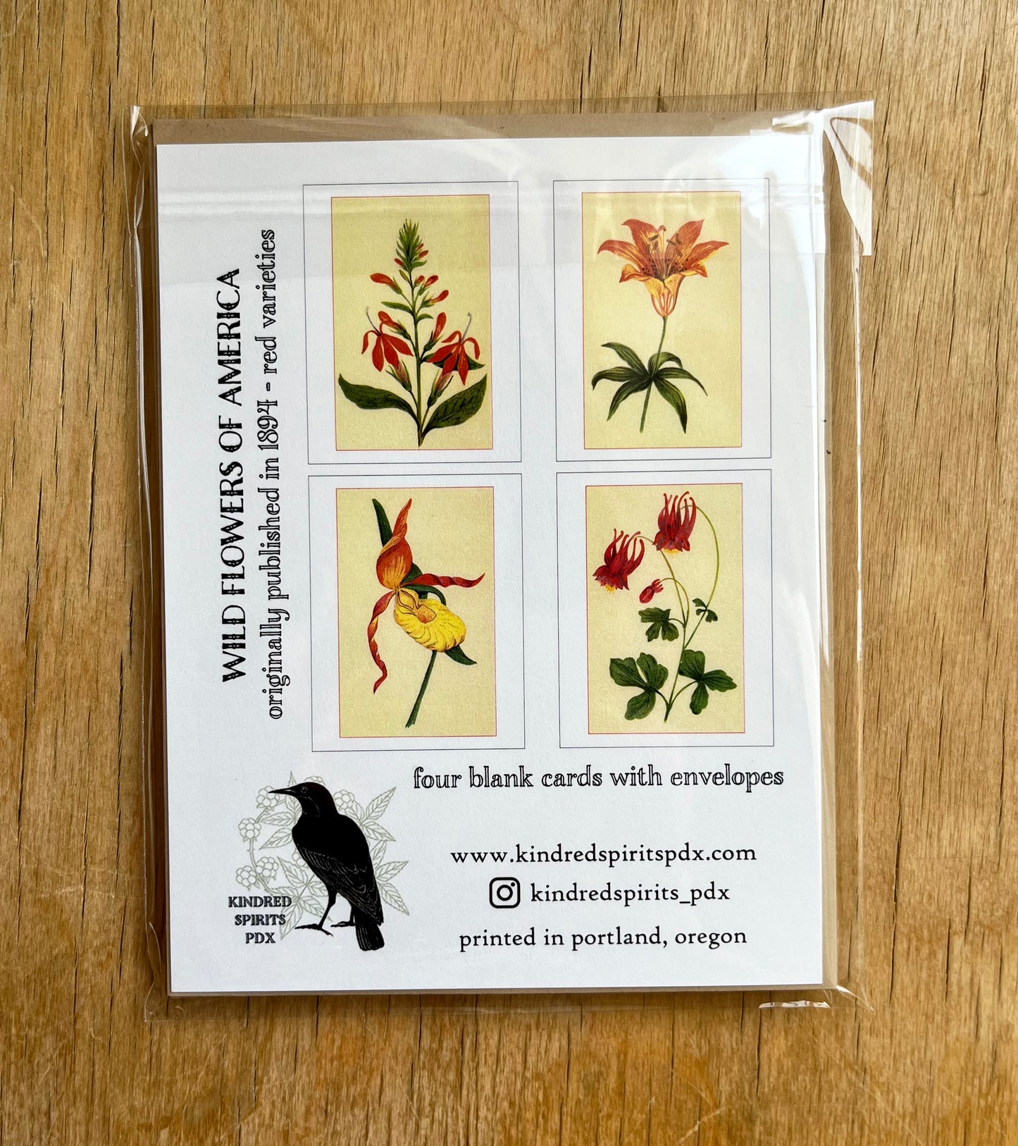 Wild flowers of America - greeting card 4 pack (red varieties)