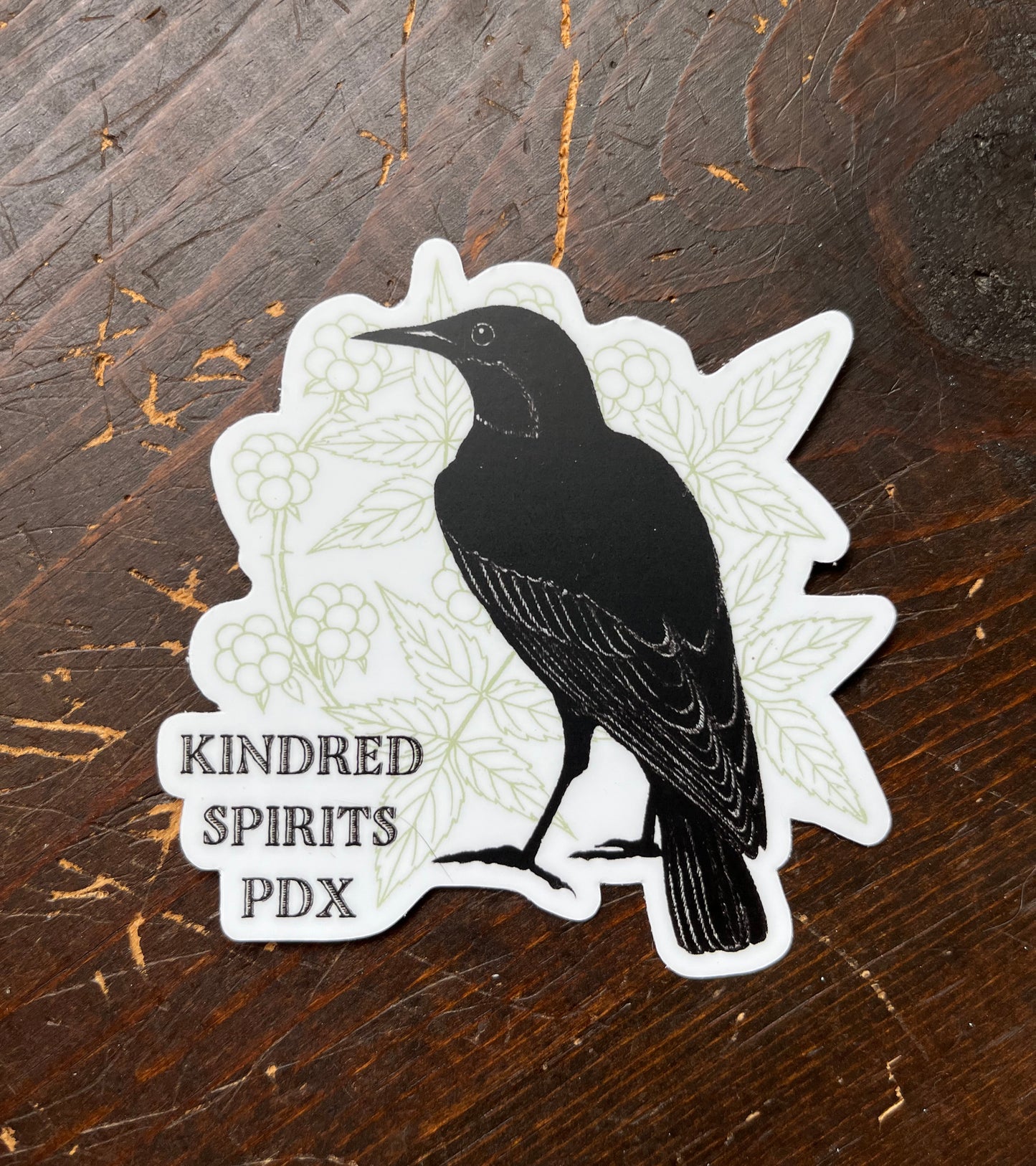 Starling and Raspberry Vines Logo - vinyl sticker