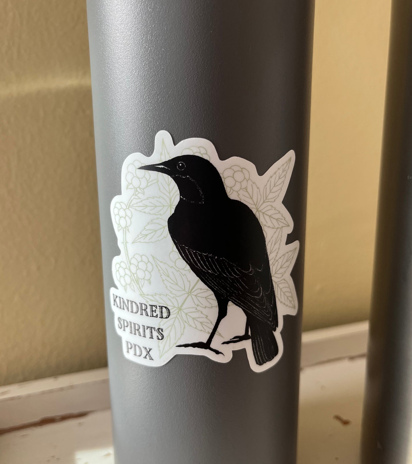 Starling and Raspberry Vines Logo - vinyl sticker