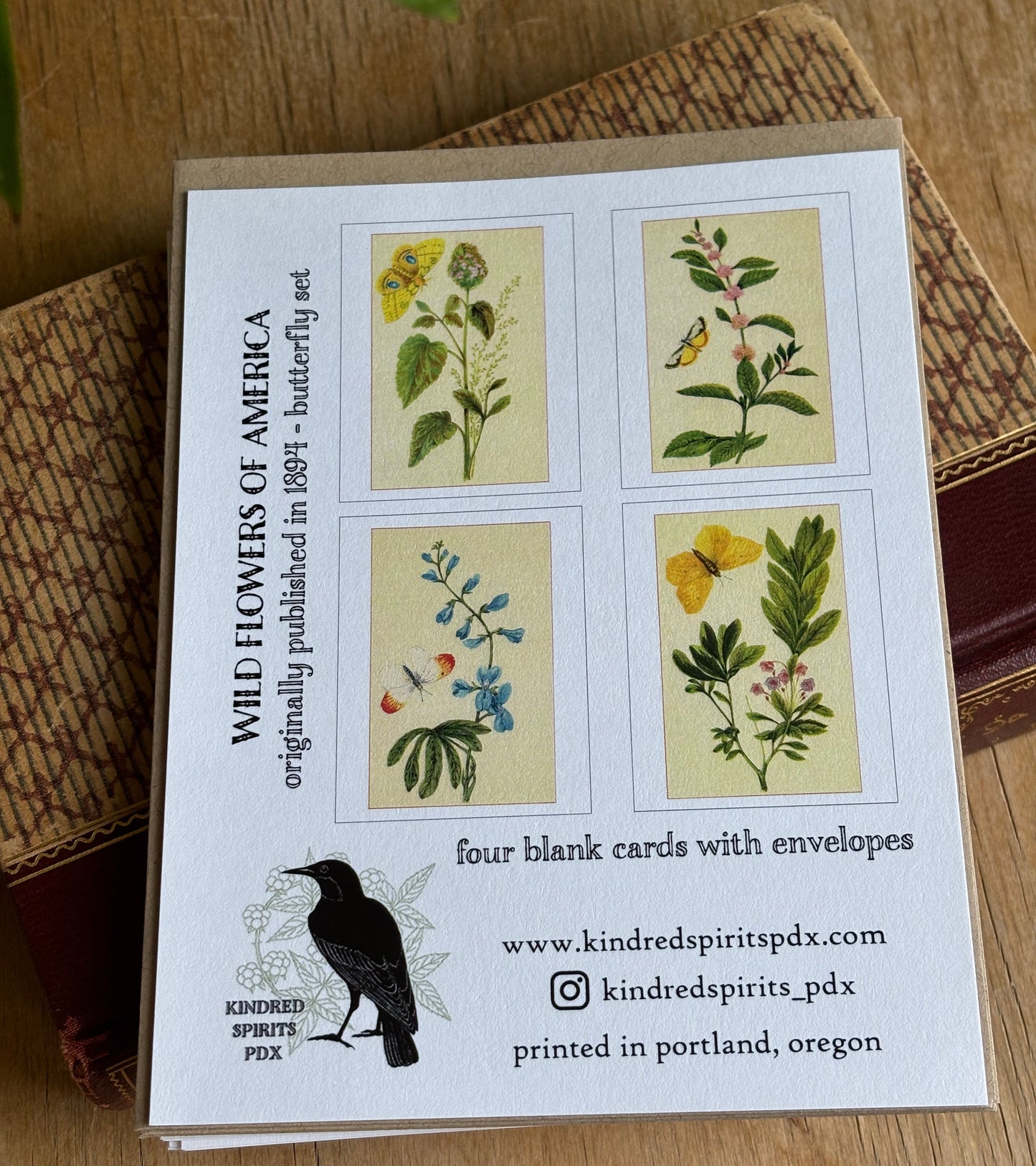 Wild flowers of America - greeting card 4 pack (butterfly set)