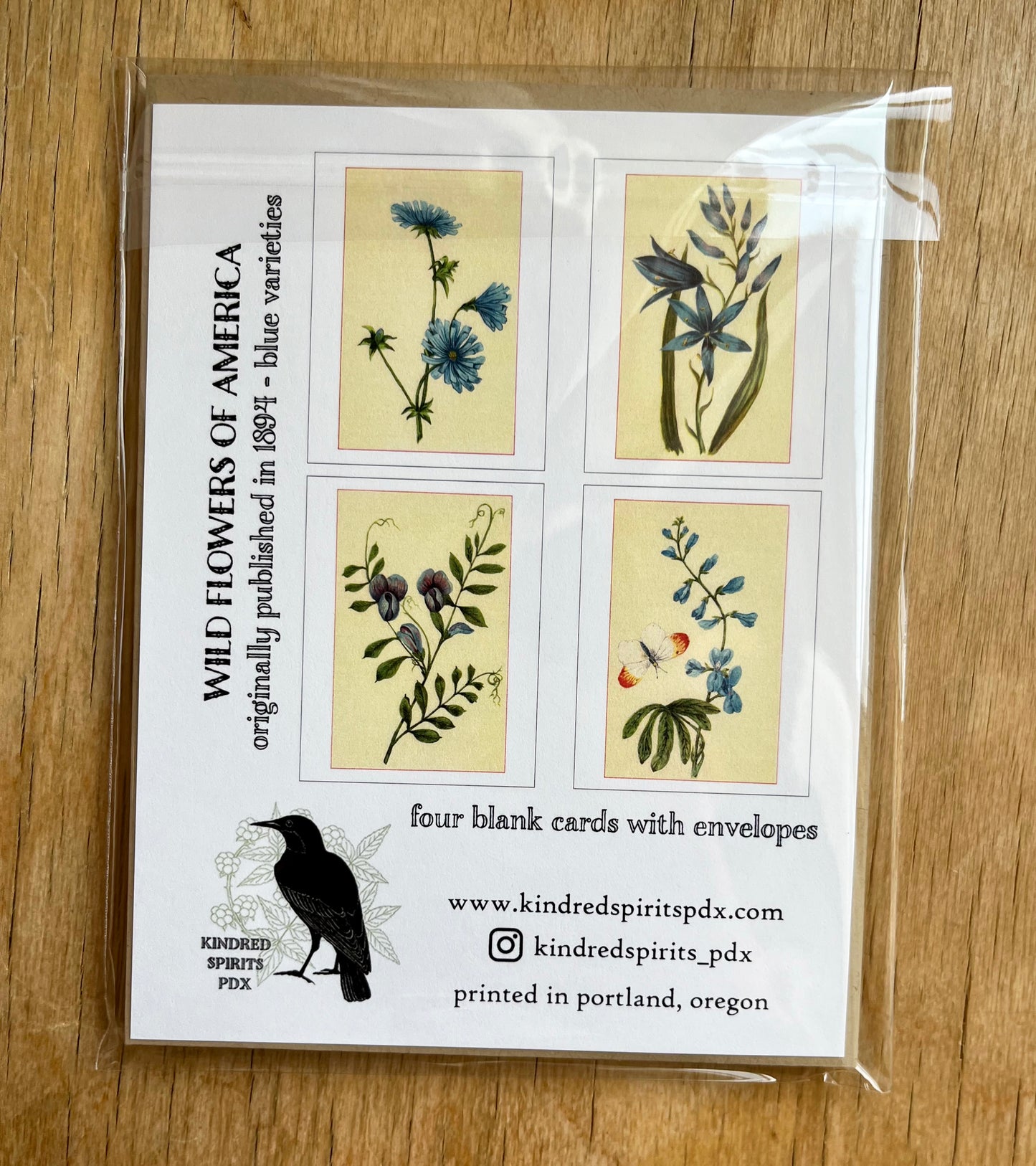 Wild flowers of America - greeting card 4 pack (blue varieties)