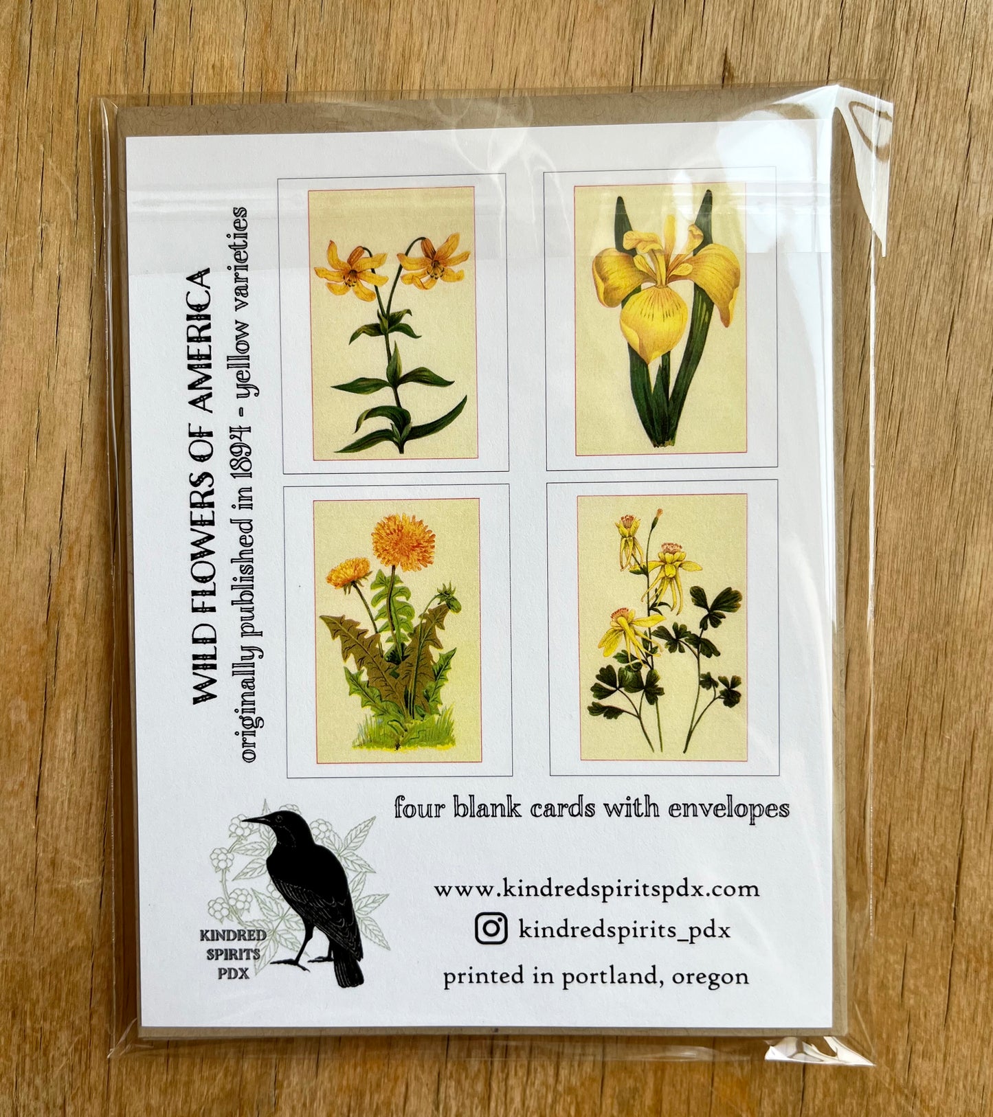 Wild flowers of America - greeting card 4 pack (yellow varieties)